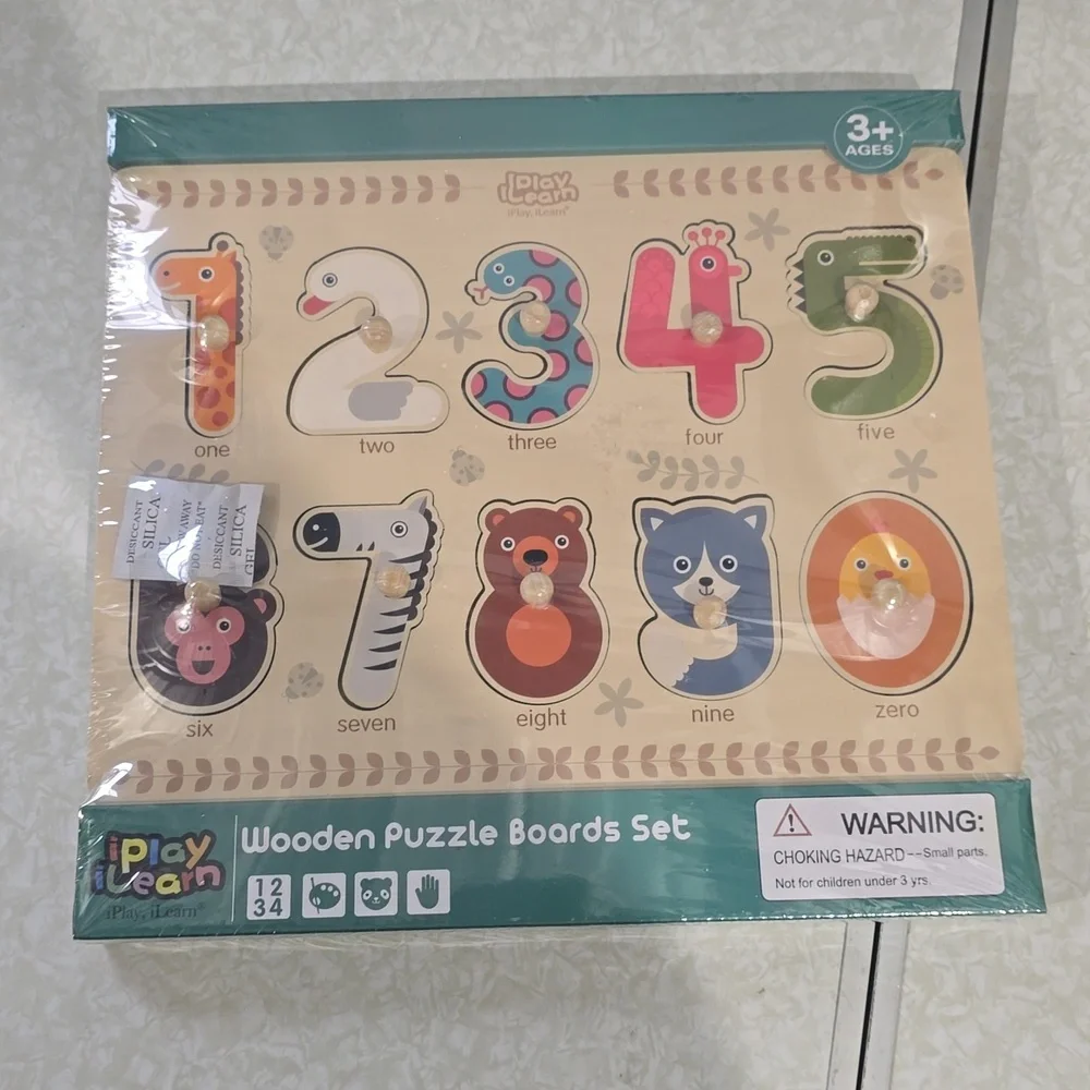 I Play I Learn  Wooden Puzzle Board Set NWT 2‎ Pack